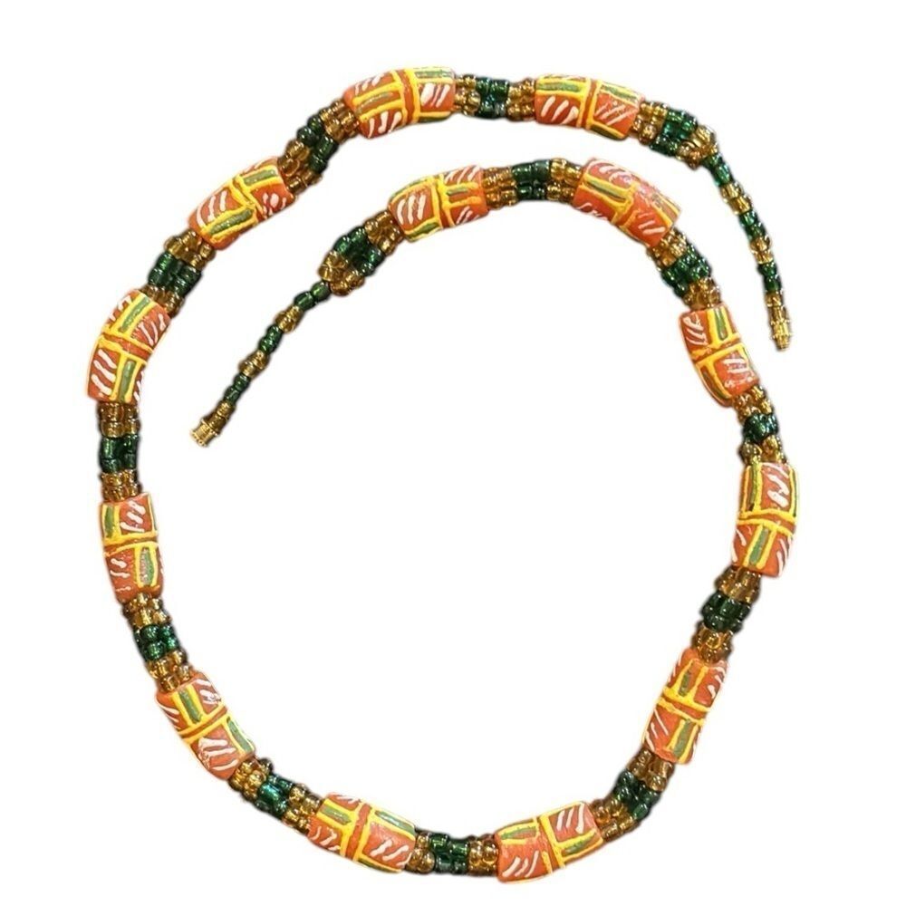 Vintage African Jamaica Glass Rastafarian Screw Closure Necklace - Picture 1 of 10